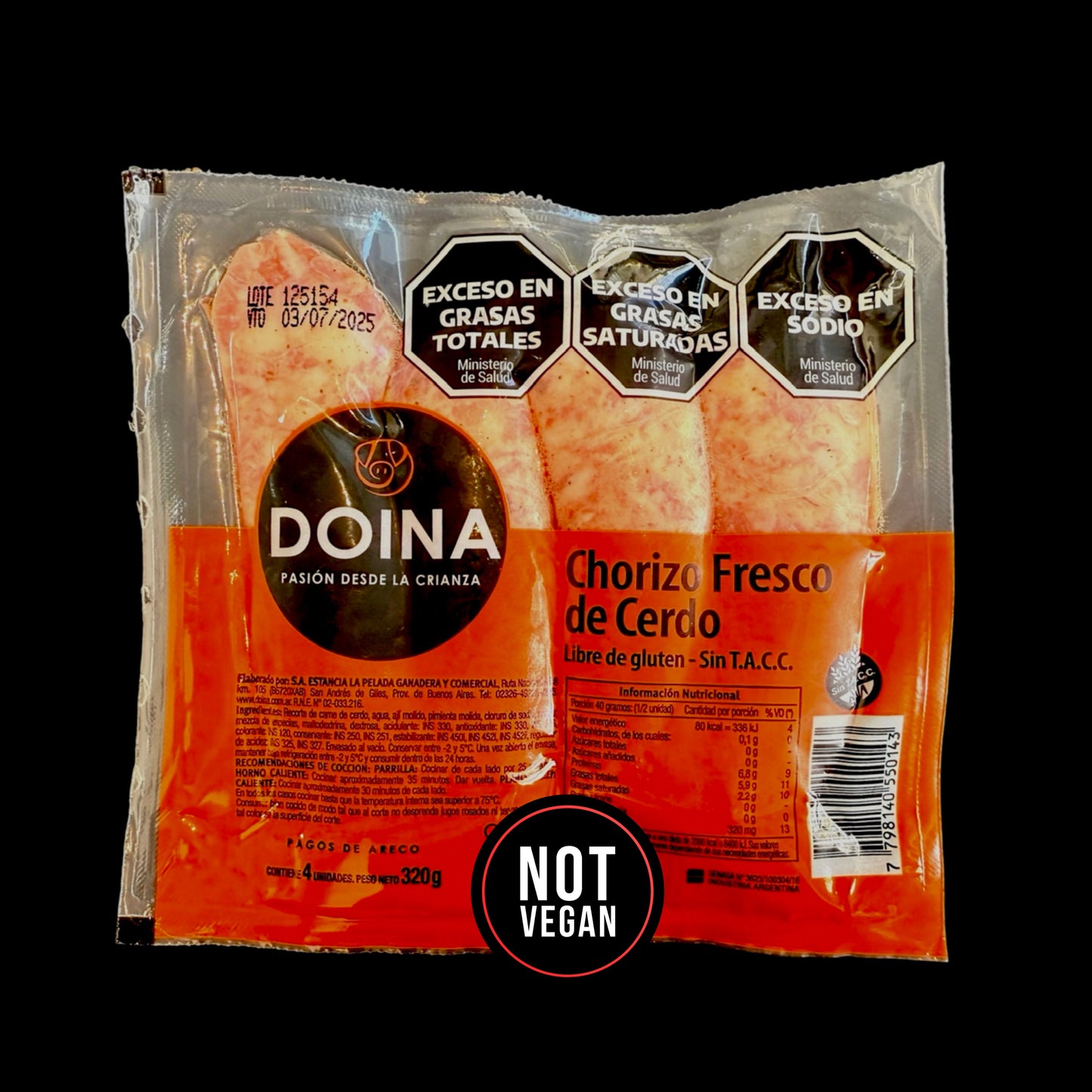 Chorizos puro cerdo s/ T.A.C.C. Doina