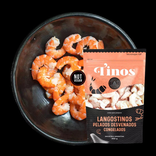 Langostinos pelados desvenados.